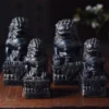 Chinese Lion Statue Pair Stone Carved Foo Dogs