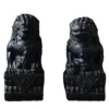 Chinese Lion Statue Pair Stone Carved Foo Dogs