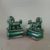 Chinese Green Glaze Foo Dog Guardian Lion Statues