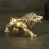 Antique Bronze Lion Statue Miniature Copper Figurine