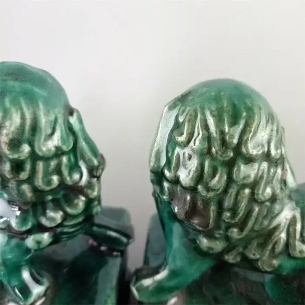 Chinese Green Glaze Foo Dog Guardian Lion Statues