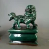 Chinese Green Glaze Foo Dog Guardian Lion Statues