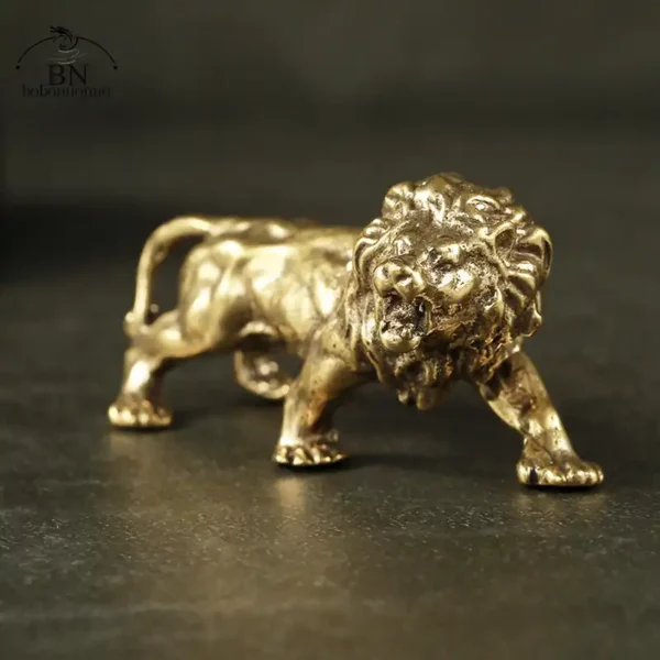 Antique Bronze Lion Statue Miniature Copper Figurine