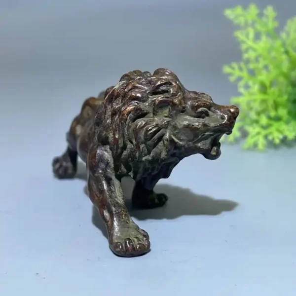 Antique Bronze Lion Miniature Statue Tea Pet