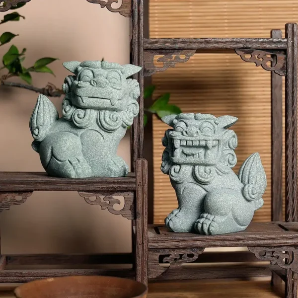 Chinese Foo Dog Guardian Lion Statue Pair