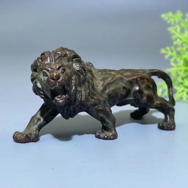 Antique Bronze Lion Miniature Statue Tea Pet