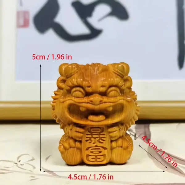 Wooden Foo Dog Statue Pair Feng Shui