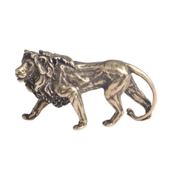 Vintage Brass Lion Miniature Figurine Desktop