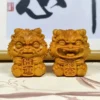 Wooden Foo Dog Statue Pair Feng Shui