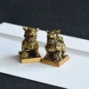 Antique Bronze Lion Seal Pair Desktop Ornaments