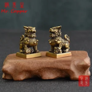 Antique Bronze Lion Seal Pair Desktop Ornaments