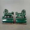 Chinese Green Glaze Foo Dog Guardian Lion Statues