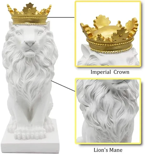 Chinese Lion Statue Crown Resin Foo Dog
