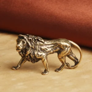Vintage Brass Lion Miniature Figurine Desktop