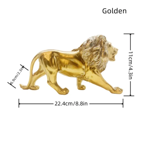 Golden Resin Lion Statue Vintage Bronze Figurine