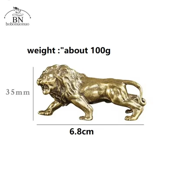 Antique Bronze Lion Statue Miniature Copper Figurine