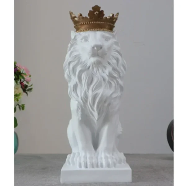 Chinese Lion Statue Crown Resin Foo Dog