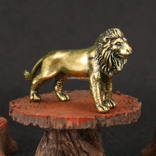 Vintage Copper Lion Figurine Desktop Brass Statue