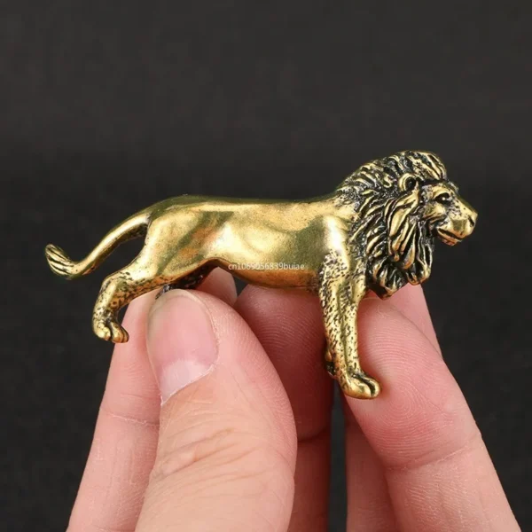 Vintage Copper Lion Figurine Desktop Brass Statue