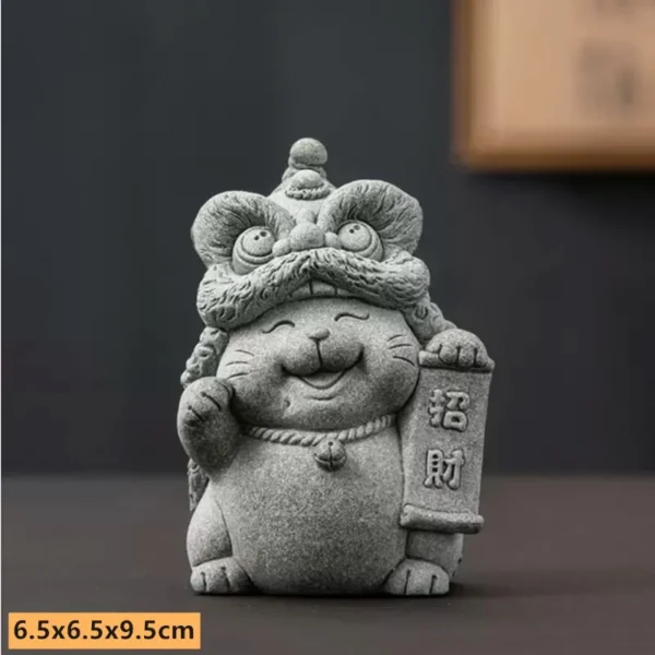 Handmade Stone Cat Tea Pet Feng Shui