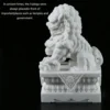 Foo Dogs Marble Guardian Lion Statues Pair