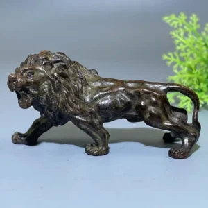 Antique Bronze Lion Miniature Statue Tea Pet