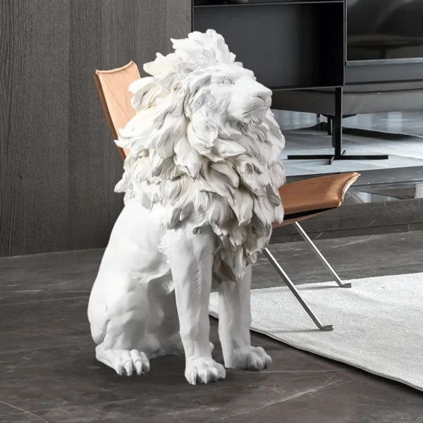 Large Golden Lion Statue Resin Floor Sculpture