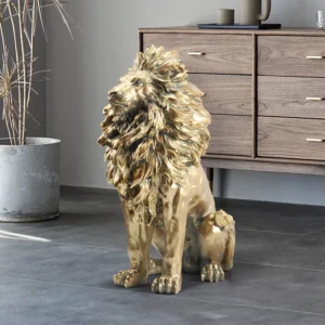 Large Golden Lion Statue Resin Floor Sculpture
