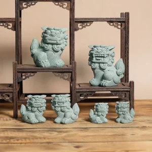 Chinese Foo Dog Guardian Lion Statue Pair