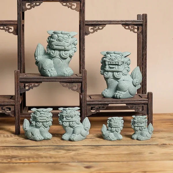 Chinese Foo Dog Guardian Lion Statue Pair