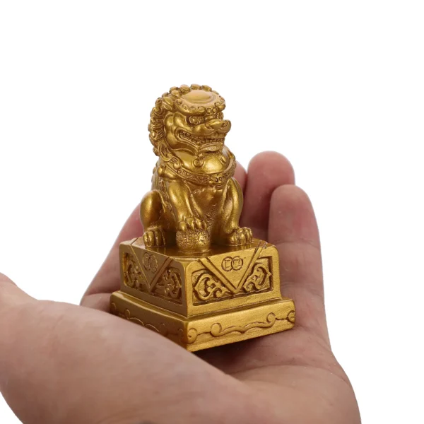 Mini Golden Resin Lion Statues Desktop Decor