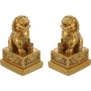 Mini Golden Resin Lion Statues Desktop Decor