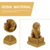Mini Golden Resin Lion Statues Desktop Decor