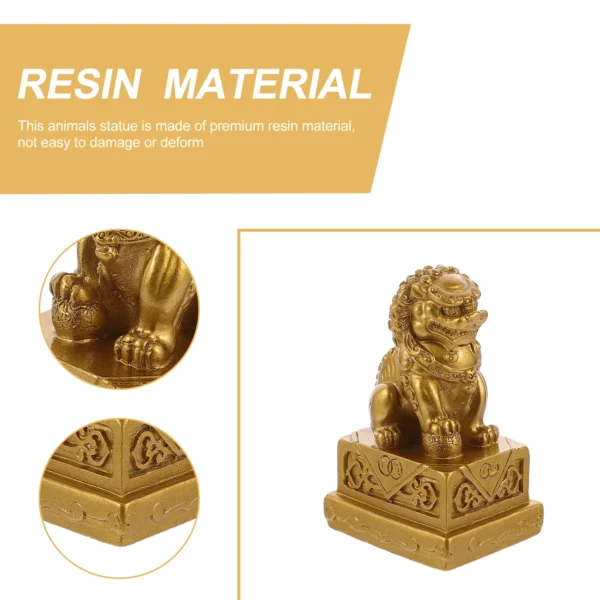 Mini Golden Resin Lion Statues Desktop Decor