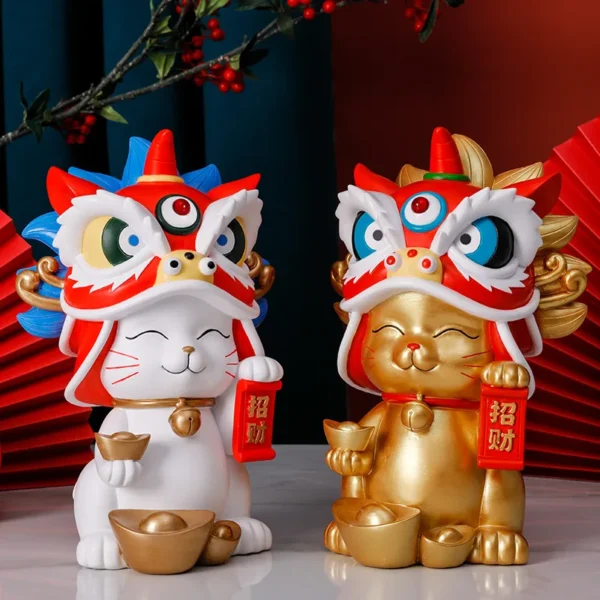 Chinese Resin Foo Dog Guardian Lion Statue