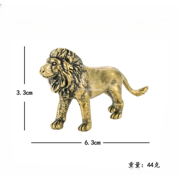 Vintage Copper Lion Figurine Desktop Brass Statue